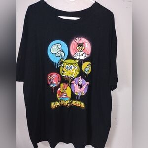 Men's Nickelodeon Black SpongeBob & Friends Graphic Tee with Colorful Bubble Art